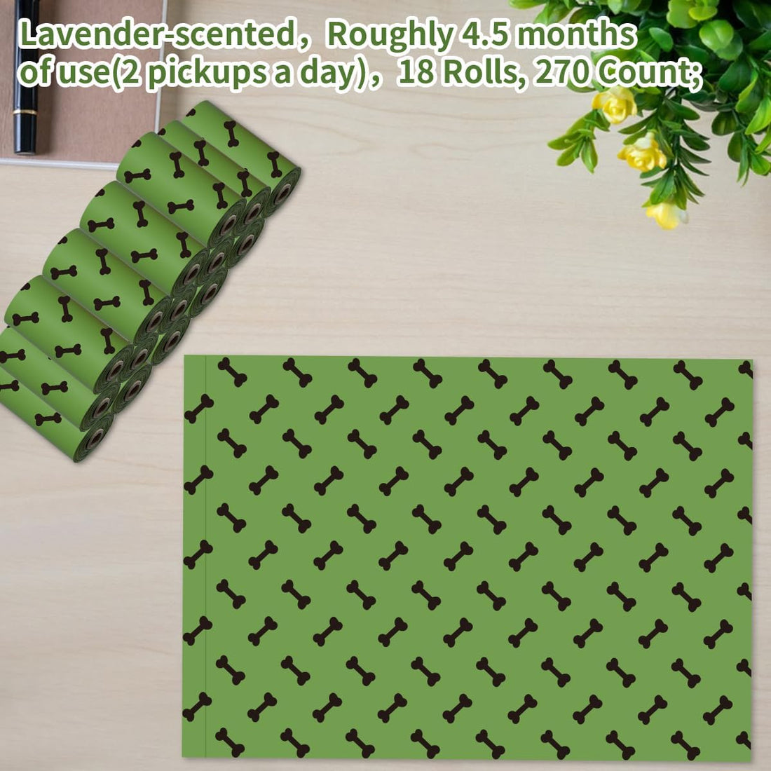 RMancipate Green Dog Poo Bags Lavender scent