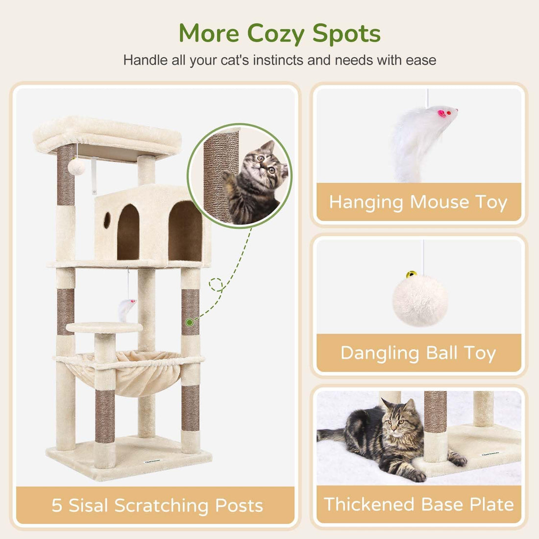 Globlazer Cat Tree Tower with Scratching Post for Indoor Cats, F53