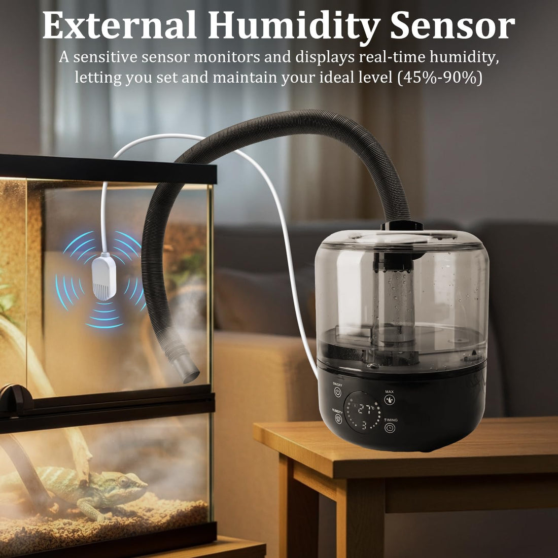 3L Reptile Fogger, Humidity Sensor, Timing System, 3 Mist Levels