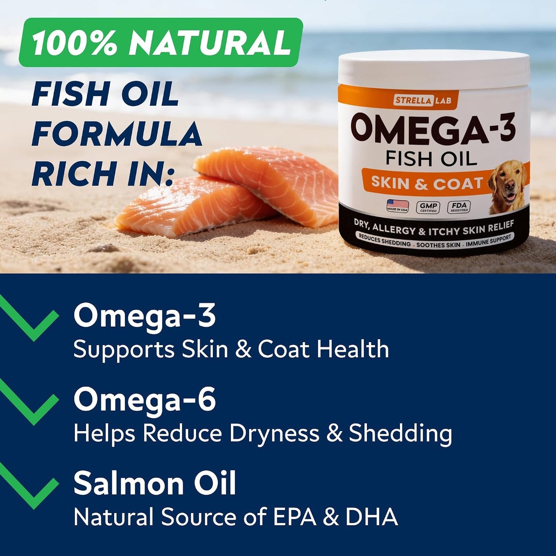 StrellaLab Omega 3 for Dogs - Fish Oil Treats