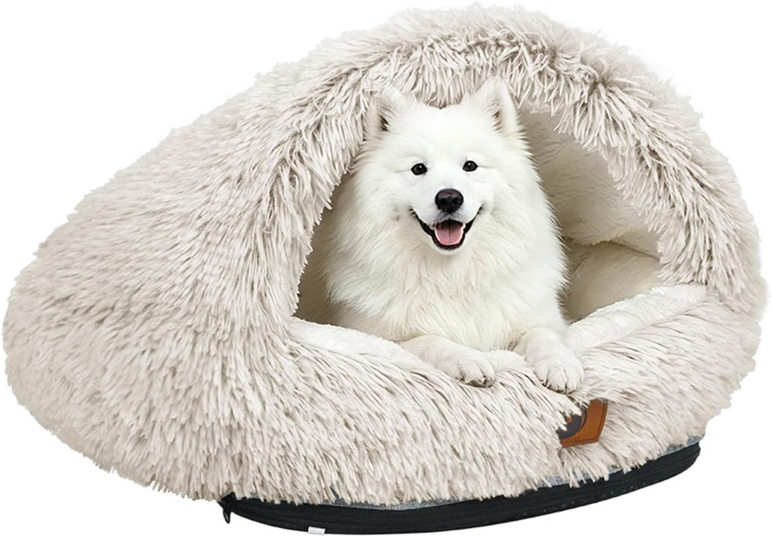 YooxArmor Round Covered Cat Bed Cave Dog Bed for Small Medium