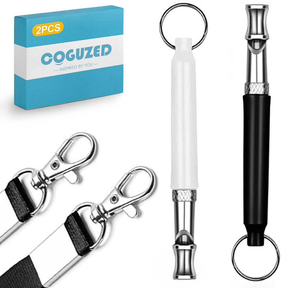 CoguZed 2 Pack Ultrasonic Dog Whistles with Lanyards