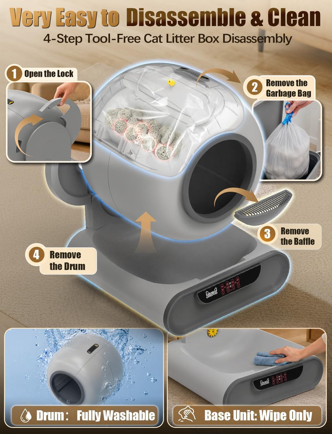 70L Anti-Pinch Feature Automatic Cat Litter Box