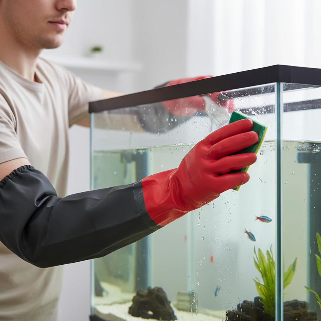 emours Aquarium Gloves Elbow Length Long Sleeve Work Gloves PVC