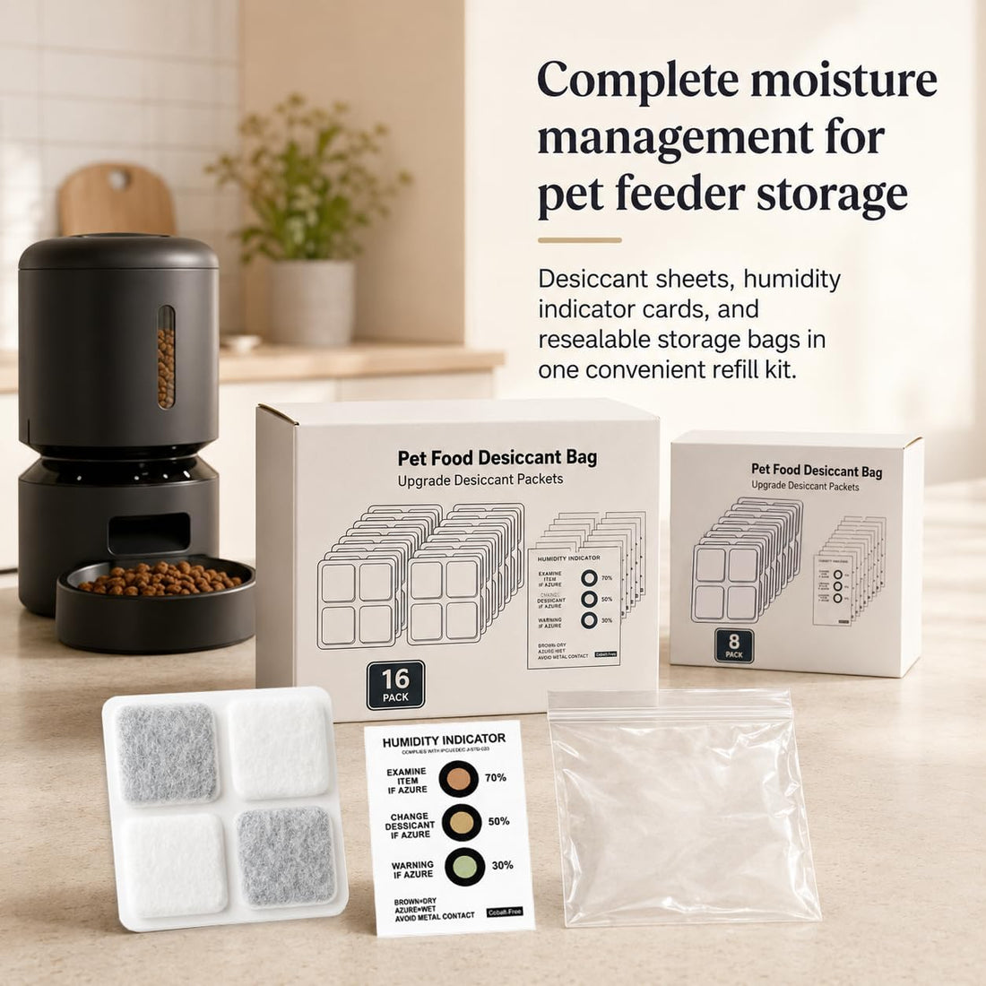 32Pcs Pet Food Desiccant Bags for Petlibro Automatic Cat dog Feeders