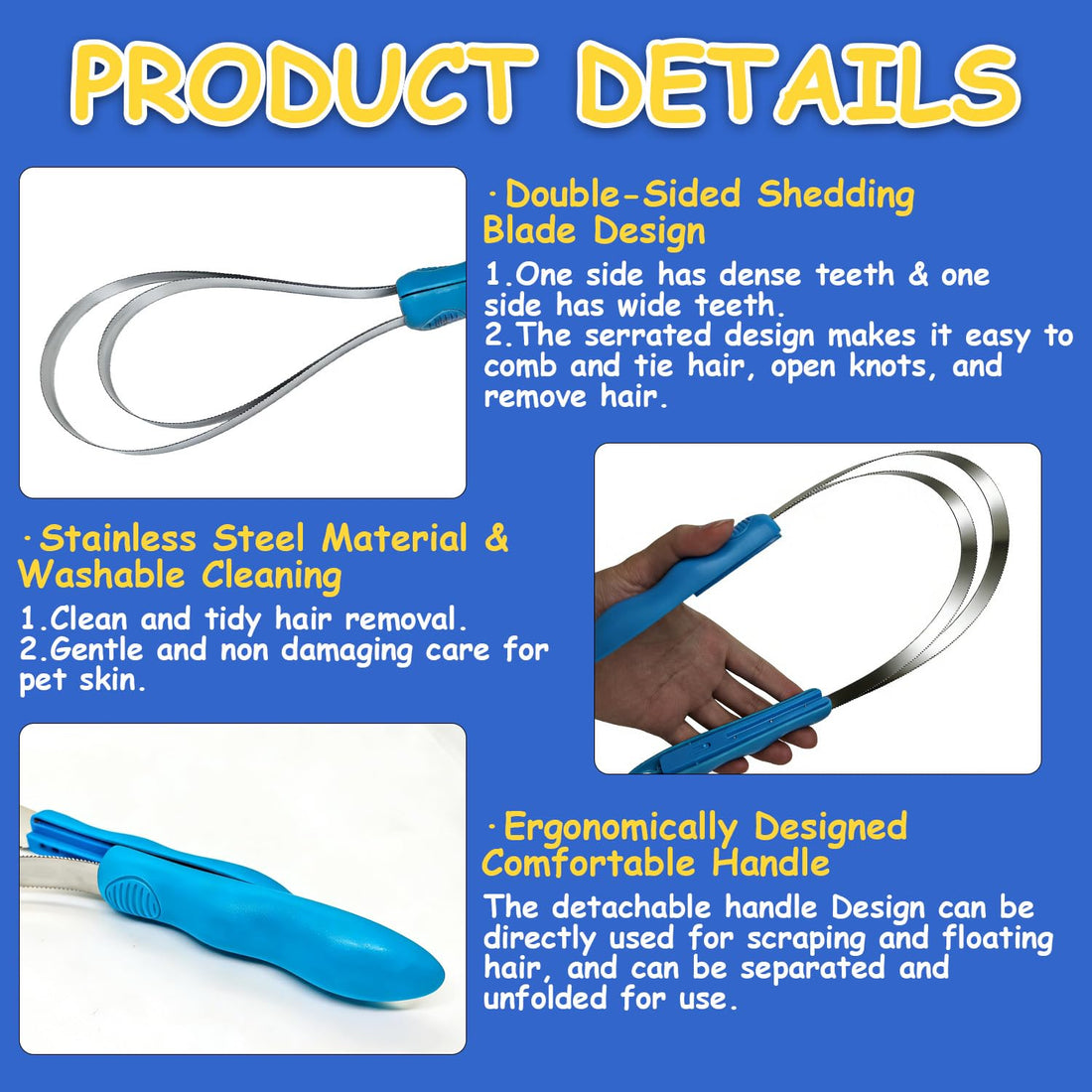 Deshedding Tool Grooming Brush for Horse Dog Cat