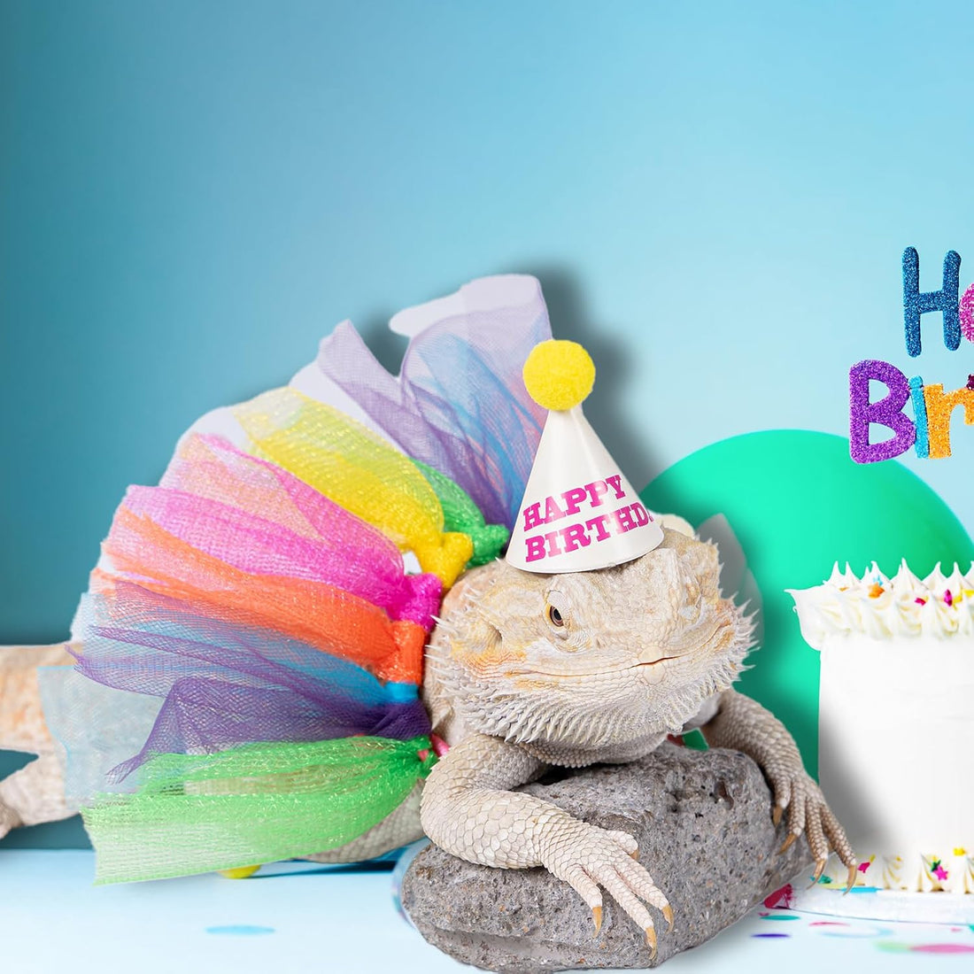 15Pcs Bearded Dragon Hats & Lizard Adjustable Tutu Skirt Set