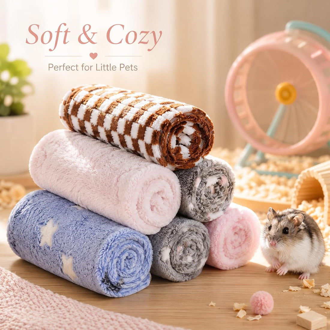 Grddaef Guinea Pig Fleece Blankets 6 Pieces Waterproof & Washable