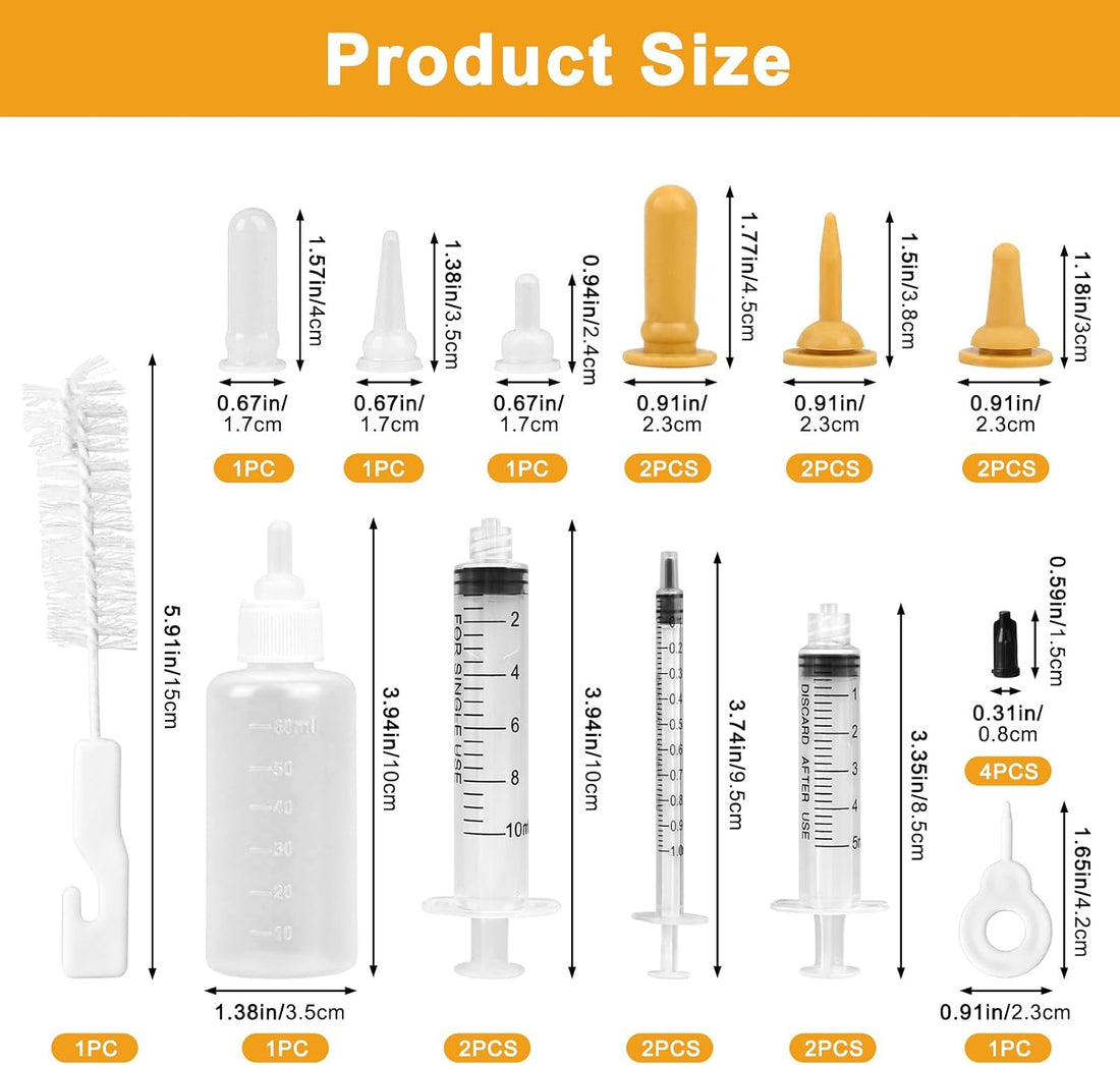 Pet Nursing Kit, Kitten Bottle & Syringes Feeding Set with Silicone