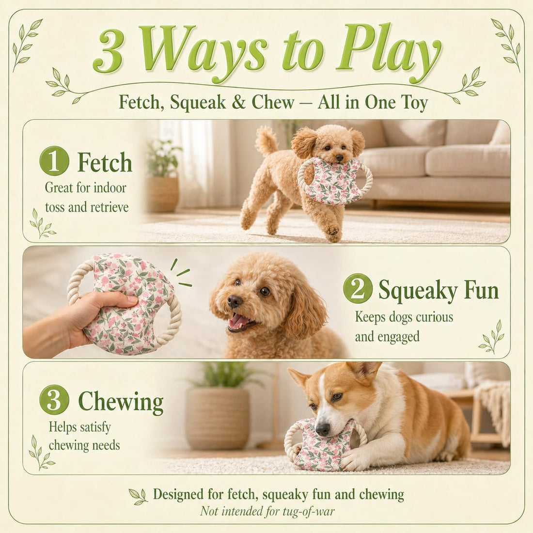 Dog Frisbees Cotton Rope Toys Flying Discs, Teething