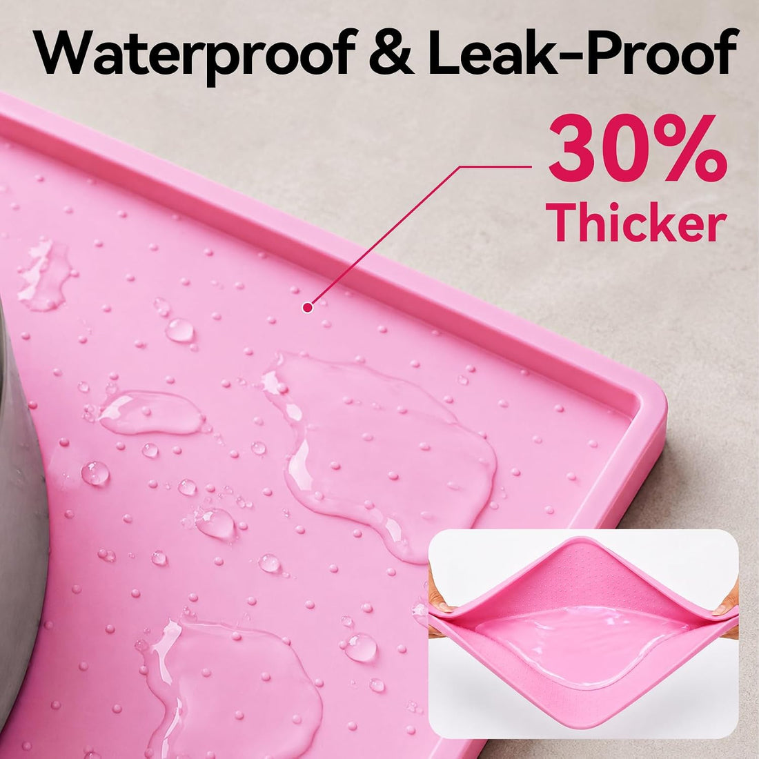 Dog Food Mat, Raised Edge Waterproof Silicone, 19x12