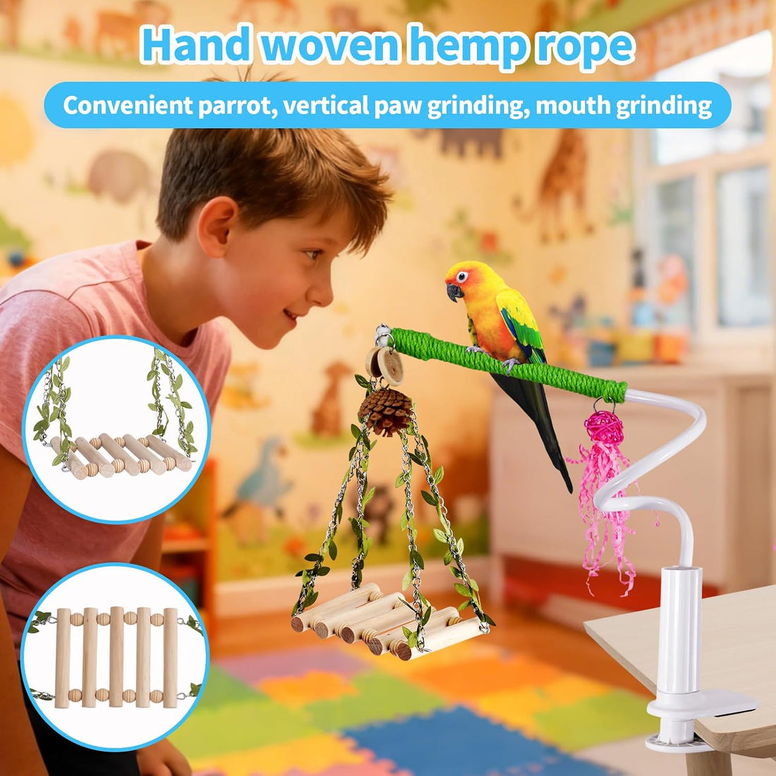 ZooVibe Bird Perch Stand with Swing