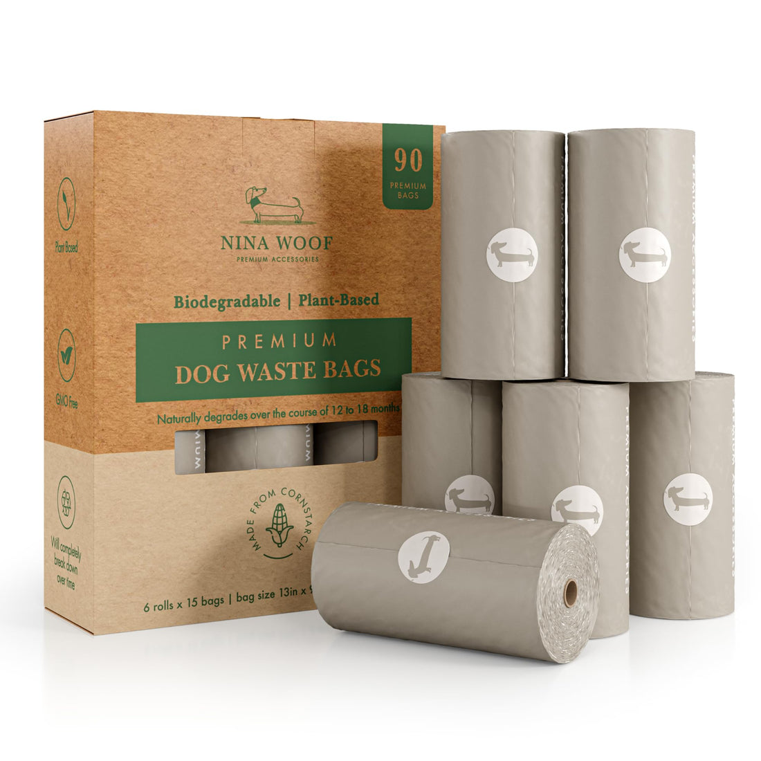 NINA WOOF Dog Poop Bags Rolls