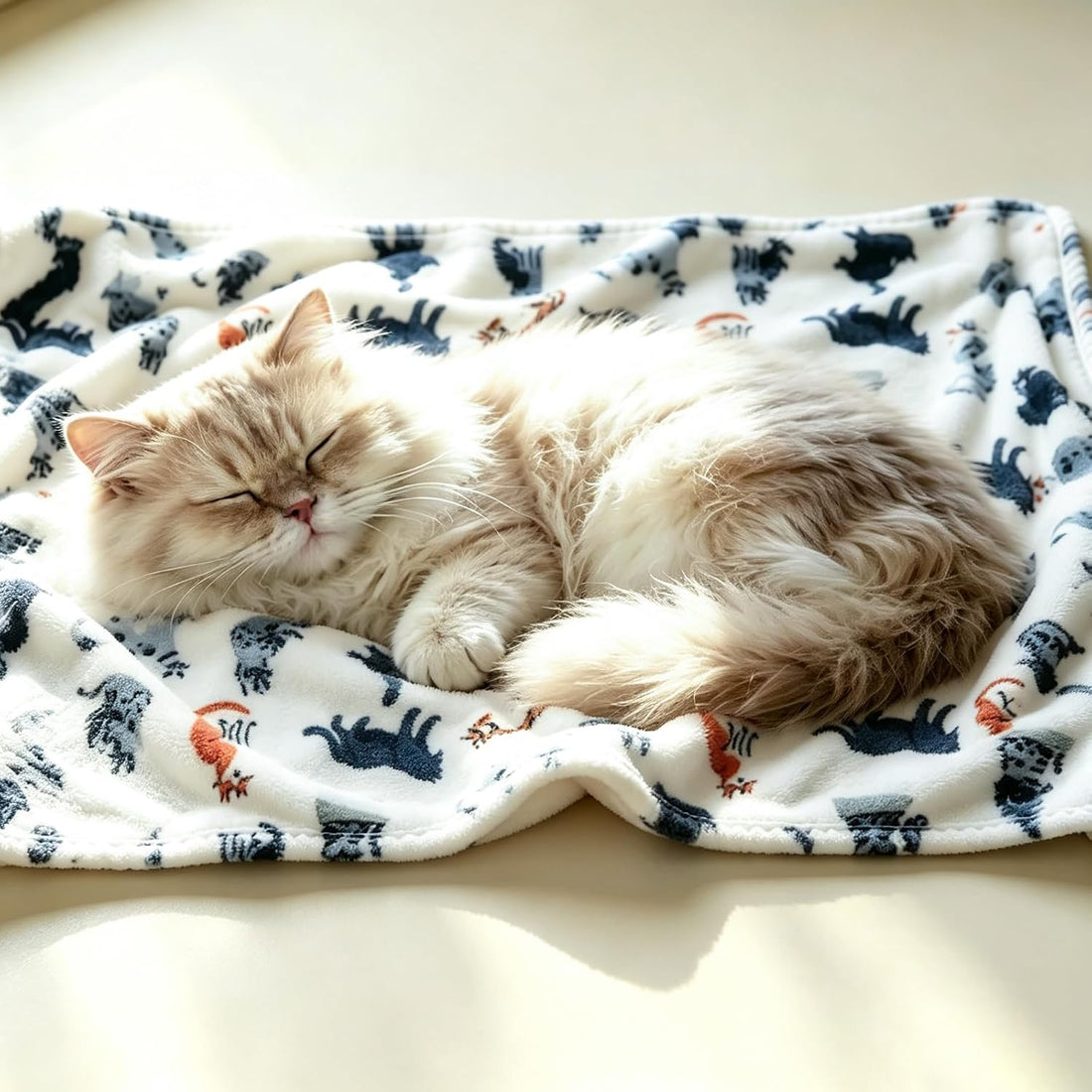 Cat Print Blanket for Indoor Cats Flannel, Kitten Throw Blankets