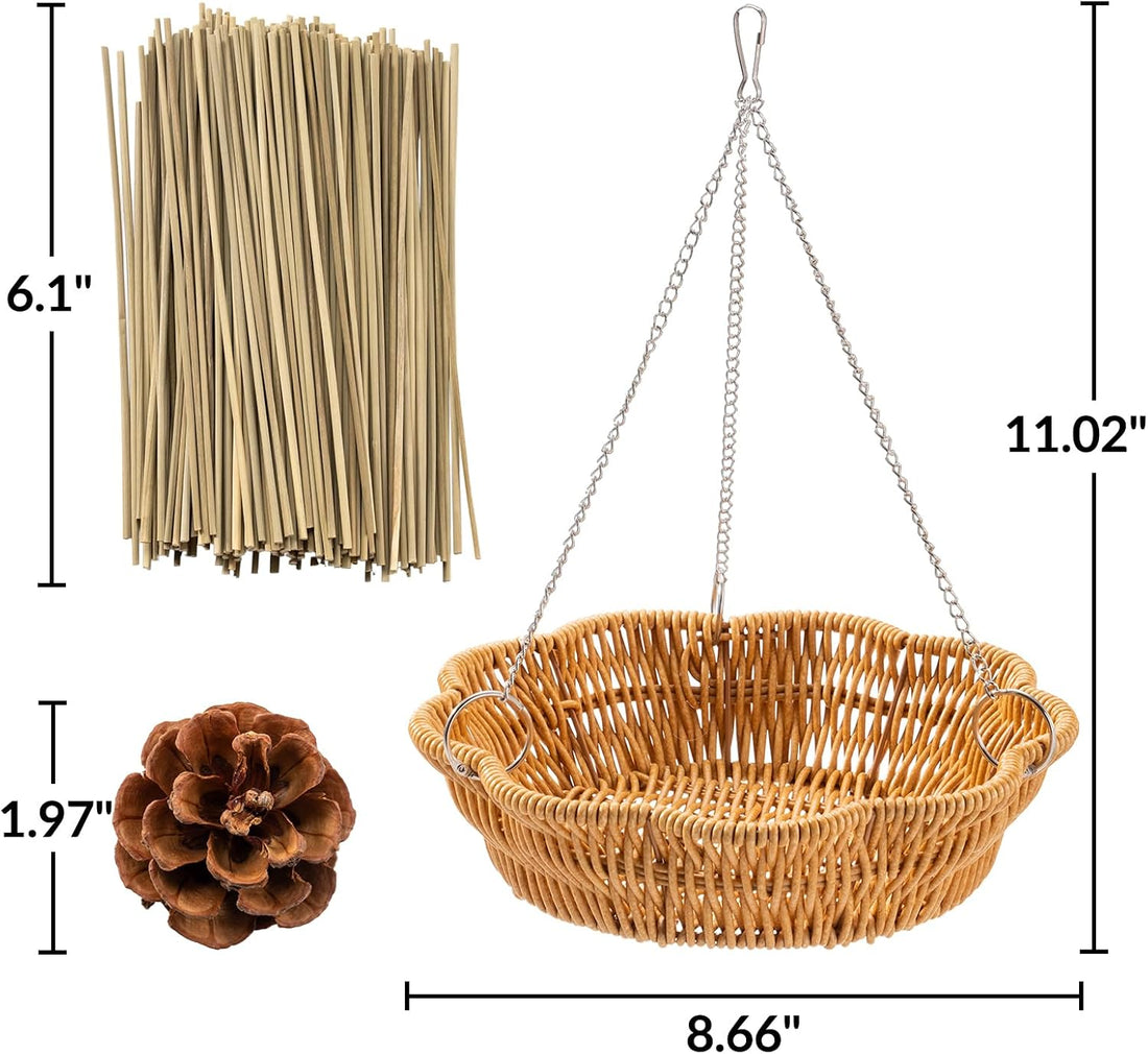 26 PCS Bird Foraging Toys Set with Hanging Rattan Basket Swing