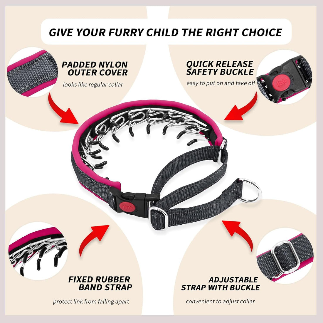 Martingale No Pull Dog Collar for Large Medium Small Dogs