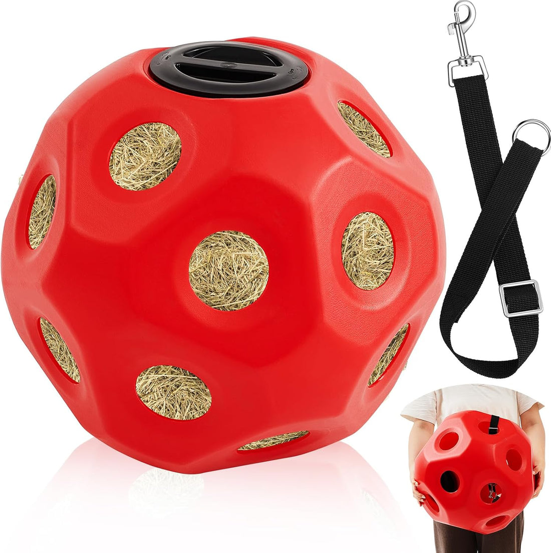 Seenelling 15.75" Extra Large Slow Feed Hay Ball for Horses,Green