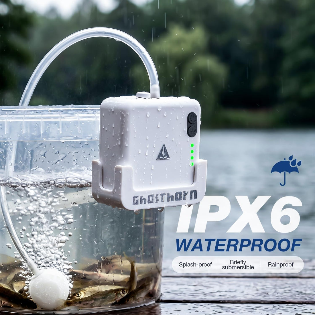 Ghosthorn Waterproof Mini Aquarium Air Pump Rechargeable Aerator