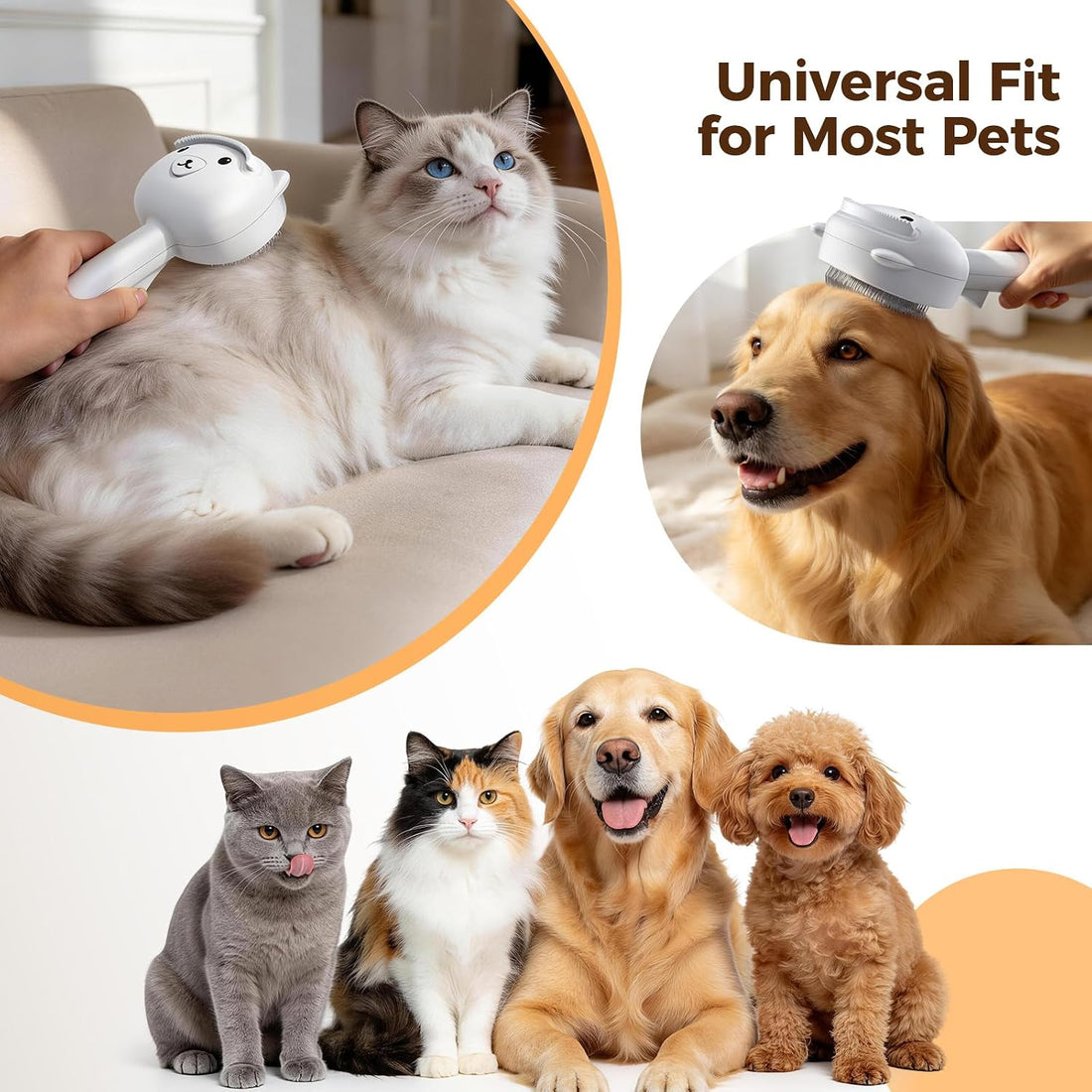 Self Cleaning Shedding Steam Cat Brush