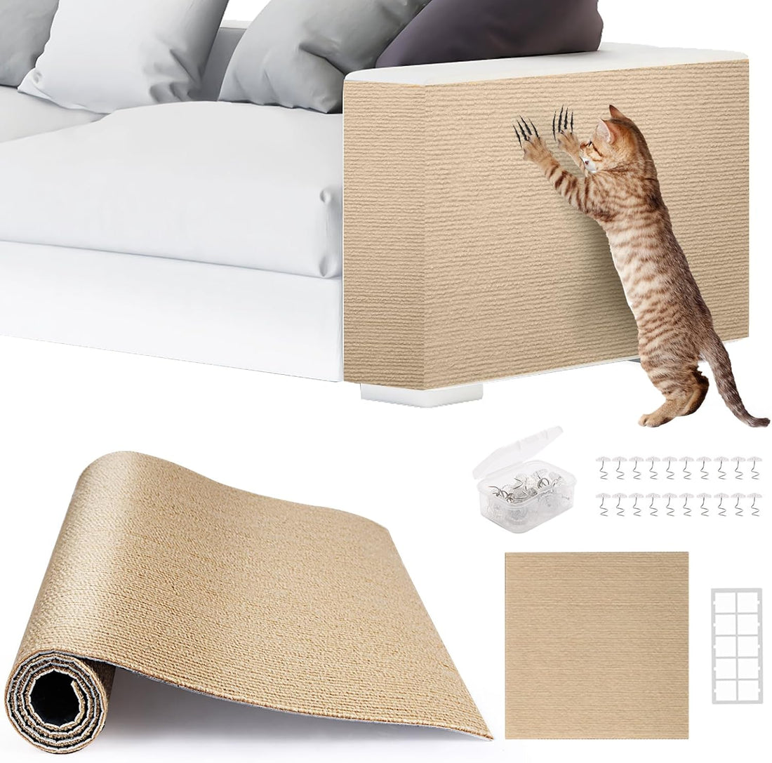 4Pack Cat Scratch Furniture Protector, Self-Adhesive, Light Gray