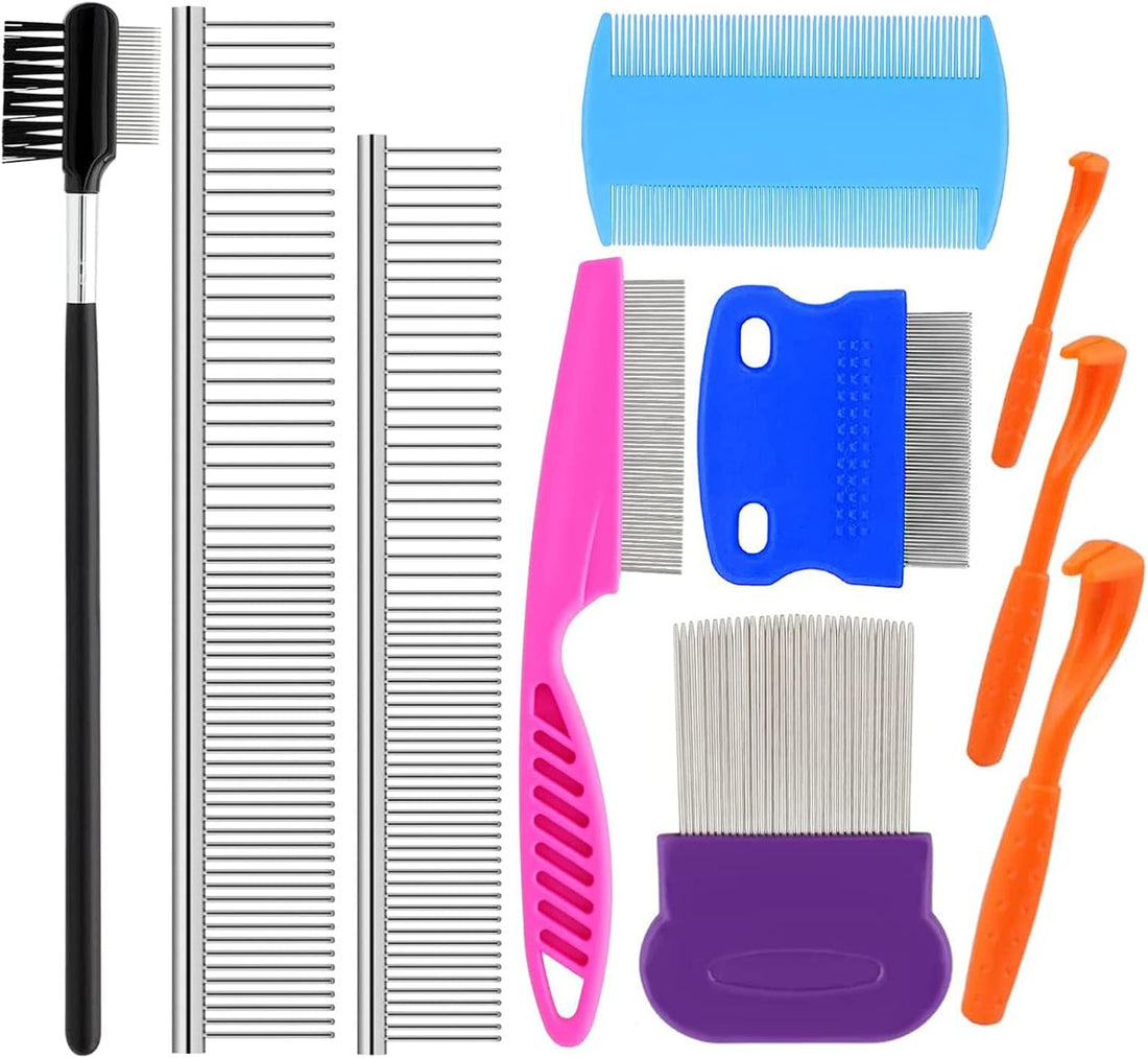 10 Pack Flea Comb for Dogs Cats, Stainless Steel Grooming Combs