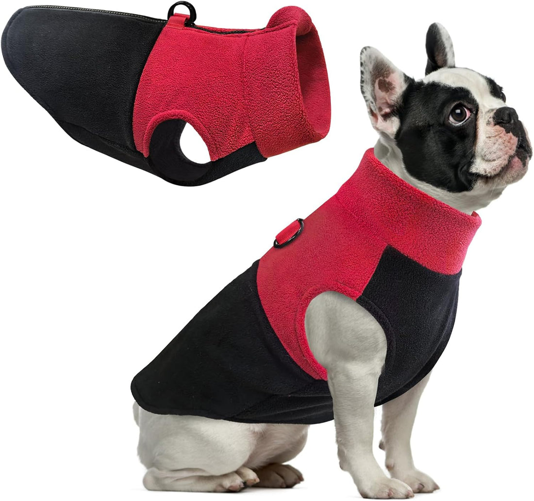 Idepet Dog Fleece Vest Sweater Zip Up Warm Pullover Dogs Jacket