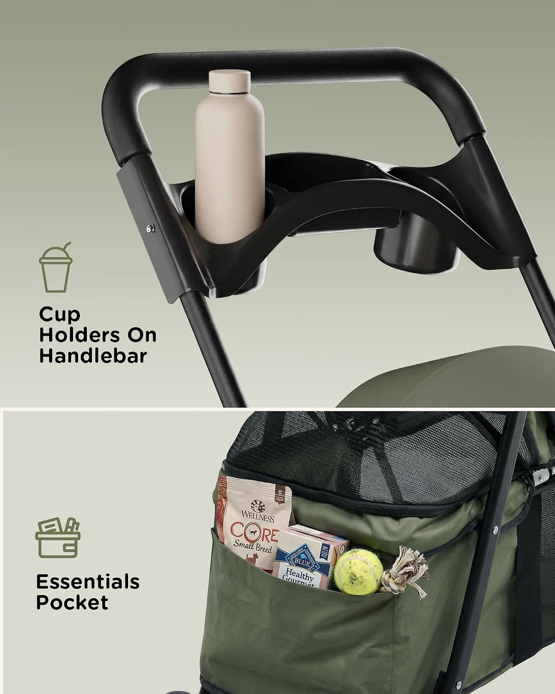 GTPLAYER Foldable Pet Stroller for Small Dogs and Cats