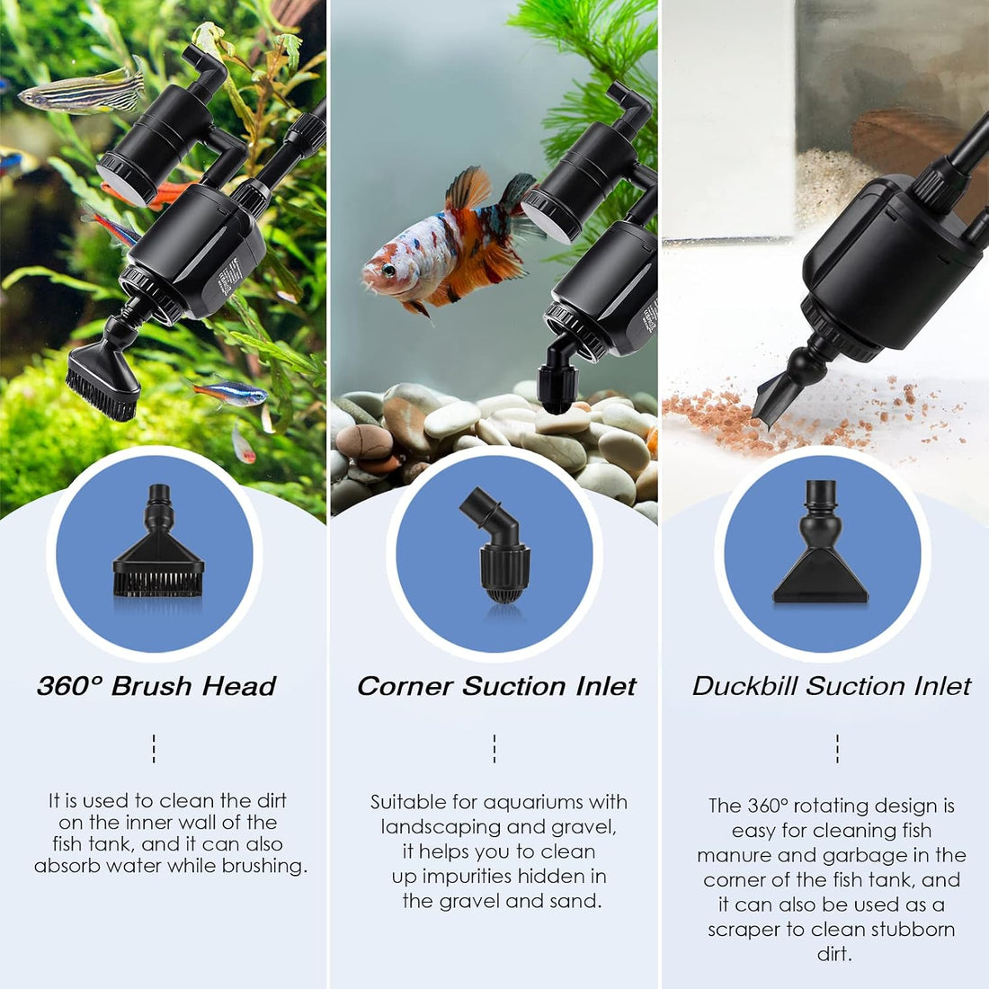 AQQA 6-in-1 Electric Aquarium Gravel Cleaner