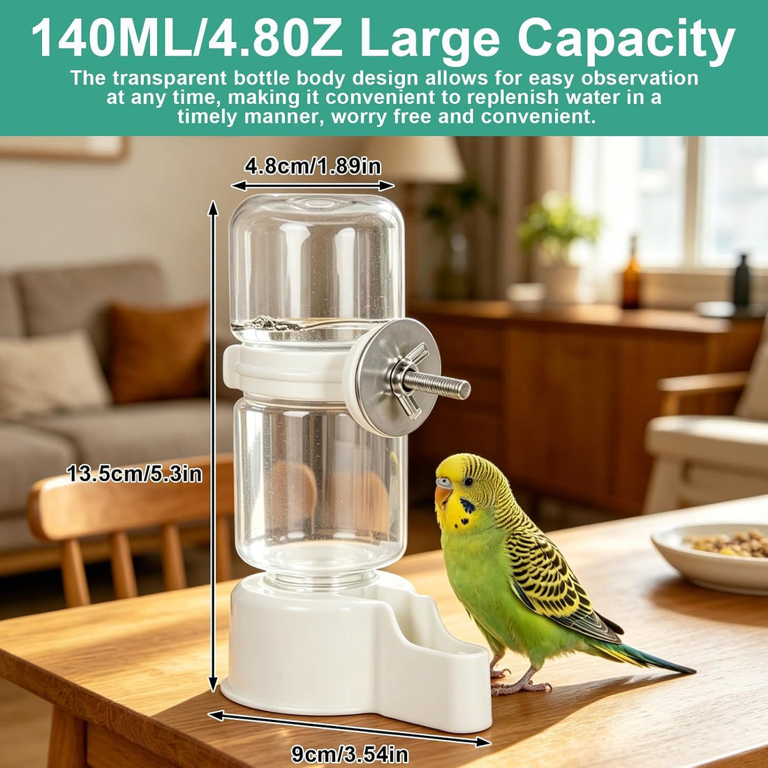 Bird Water Dispenser Plastic Bird Cage Hanging Drinking Device