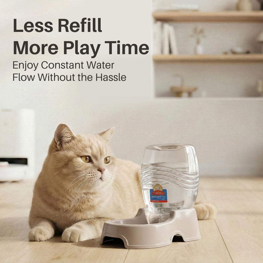 Flexzion Gravity Pet Water Dispenser for Cats & Small Dogs, 1/4 Gal
