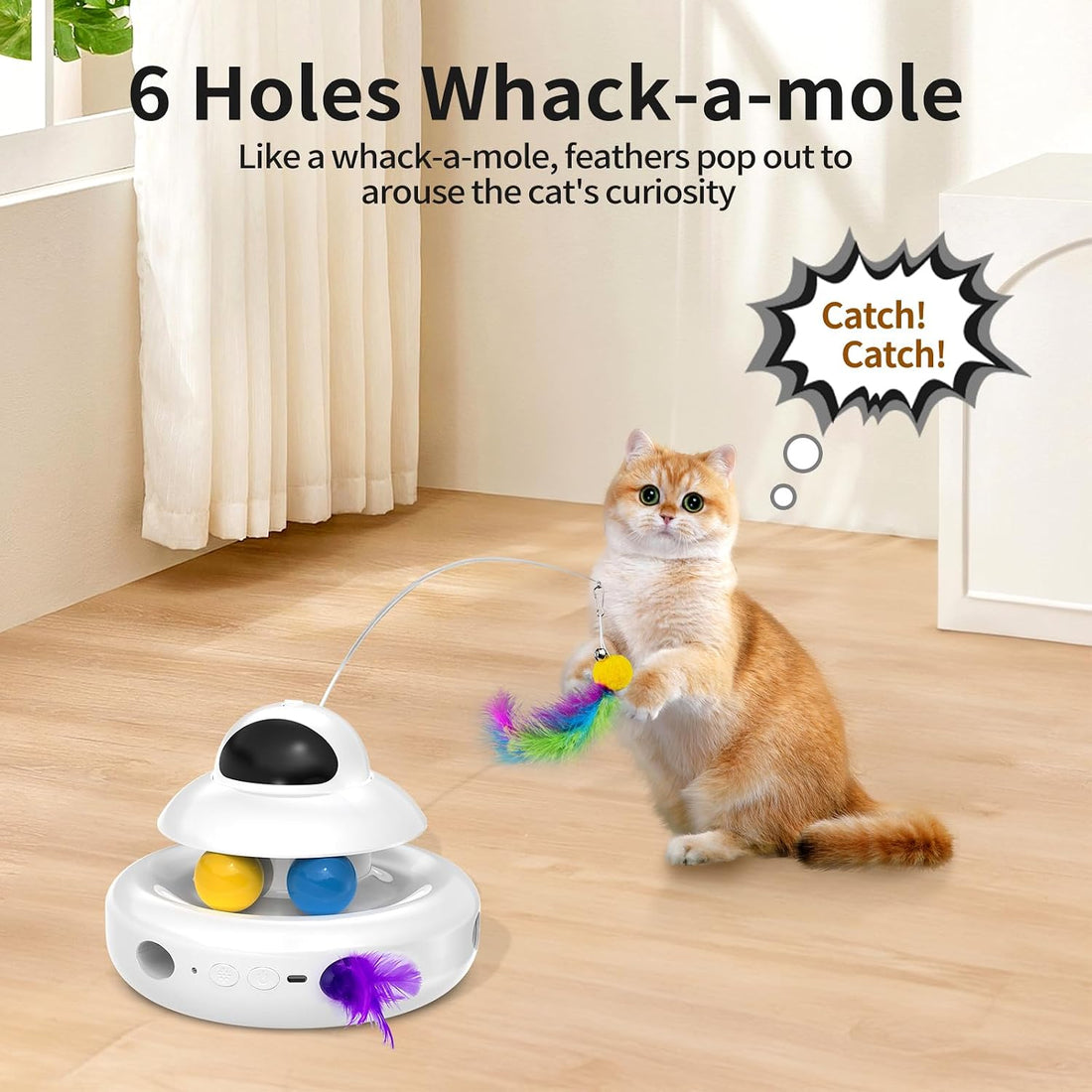 MOHAYA Cat Toys,4-in-1 Interactive Cat Toy for Indoor Cats with Laser