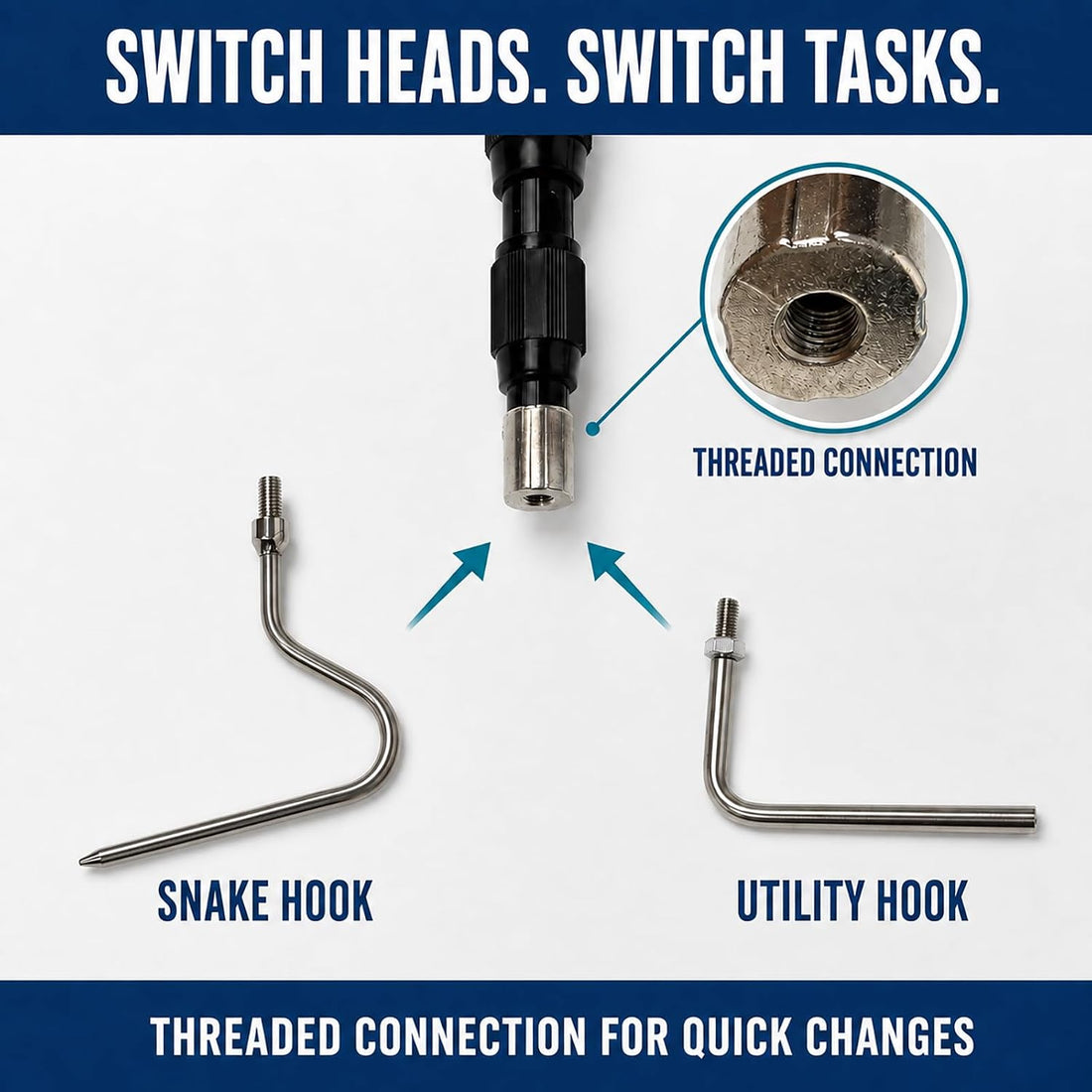 7-Foot Telescoping Aluminum Snake Hook and Truck Cargo Grabber, 2-in-1