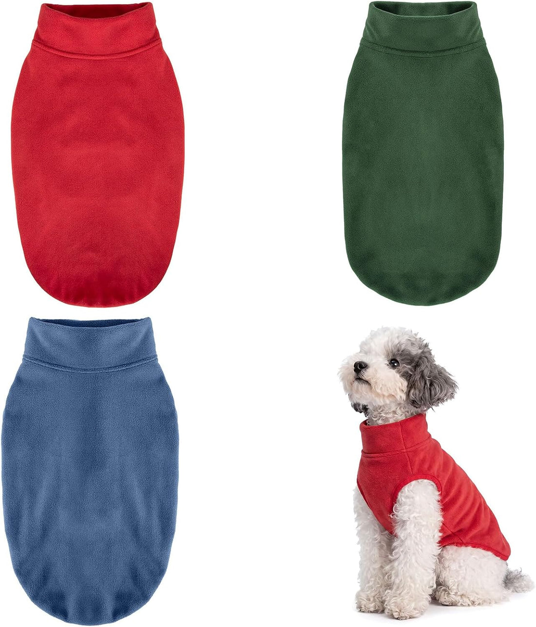 GYALAPERI 3 Pack Fleece Dog Sweaters for Small Dogs