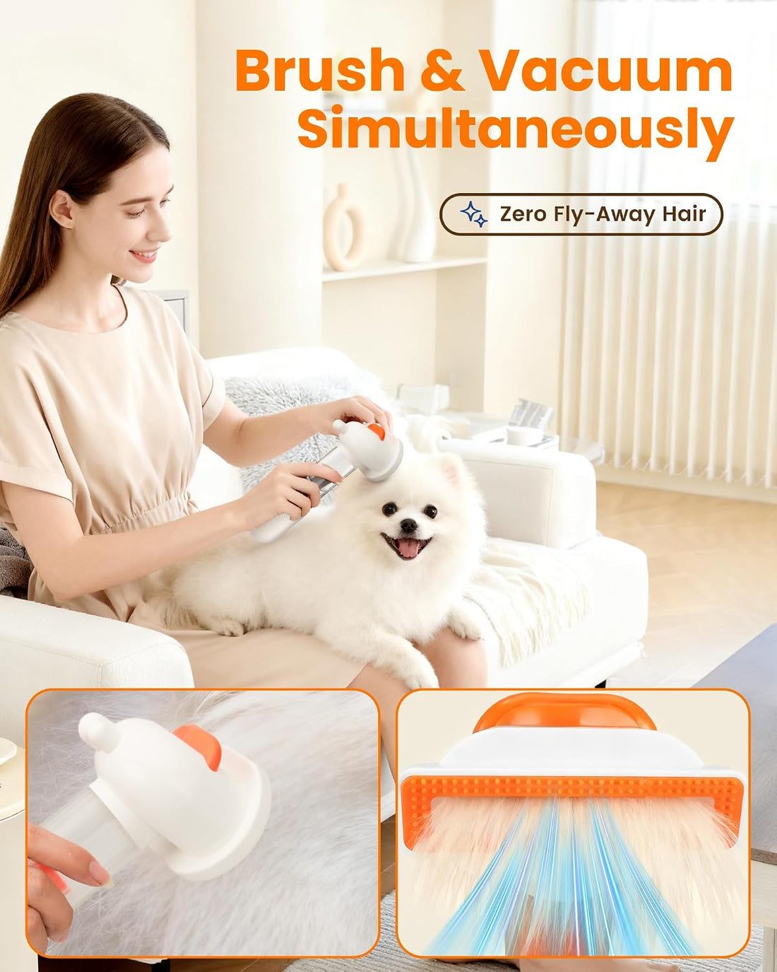 Vacuum Dog Brush for Shedding, Mess-Free Grooming