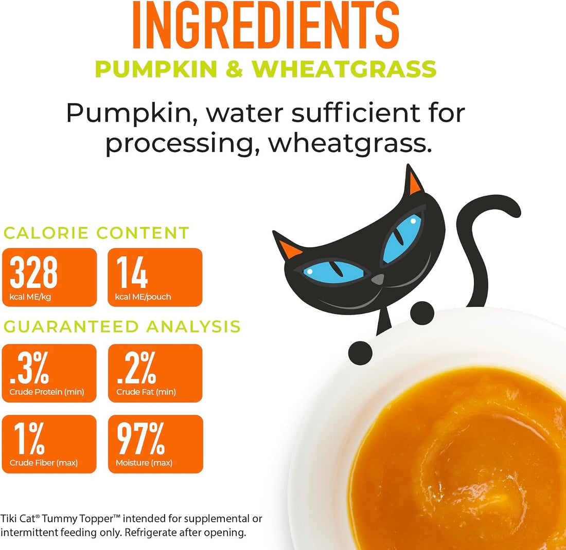 Tiki Cat Tummy Topper Cat Food Topper, Pumpkin Purée, 1.5oz, 12ct