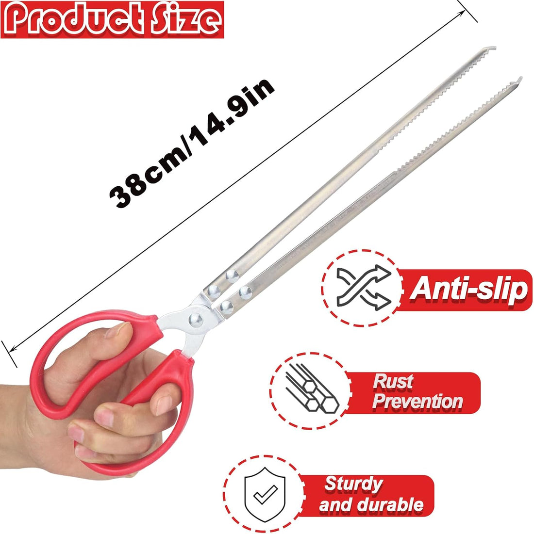 15 Inch Reptile Feeding Tongs, Extra Long Large Snake Feeding Tweezers