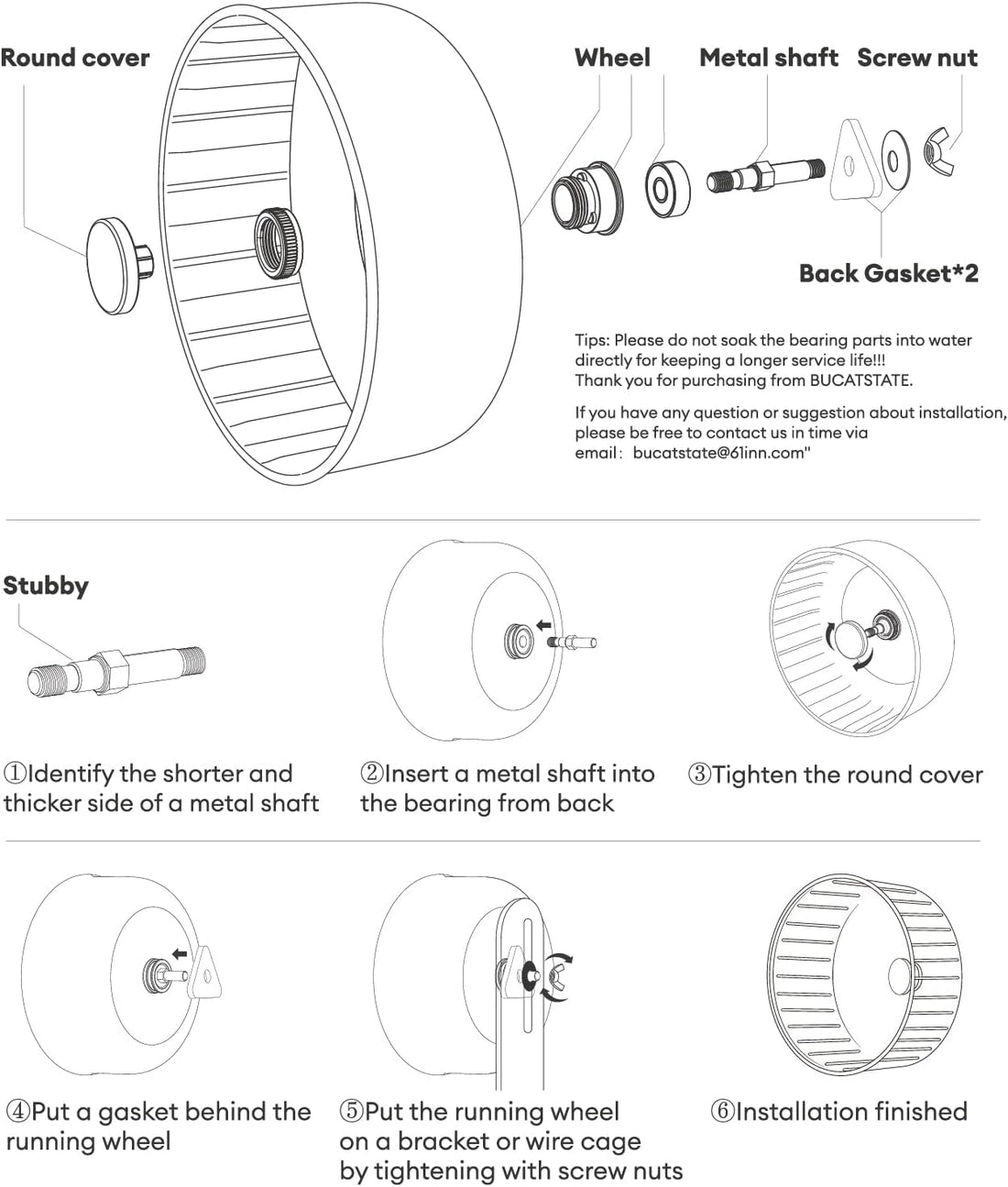 BUCATSTATE Silent Hamster Wheel, 6.7in Exercise Wheel for Gerbil