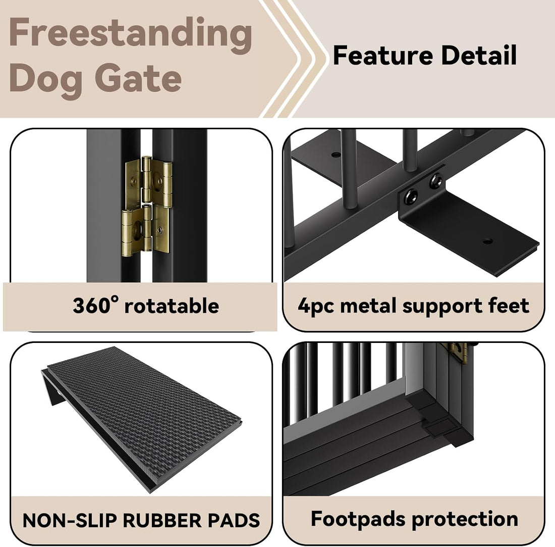 SNUOWU Full Metal Freestanding Dog Gate with Door