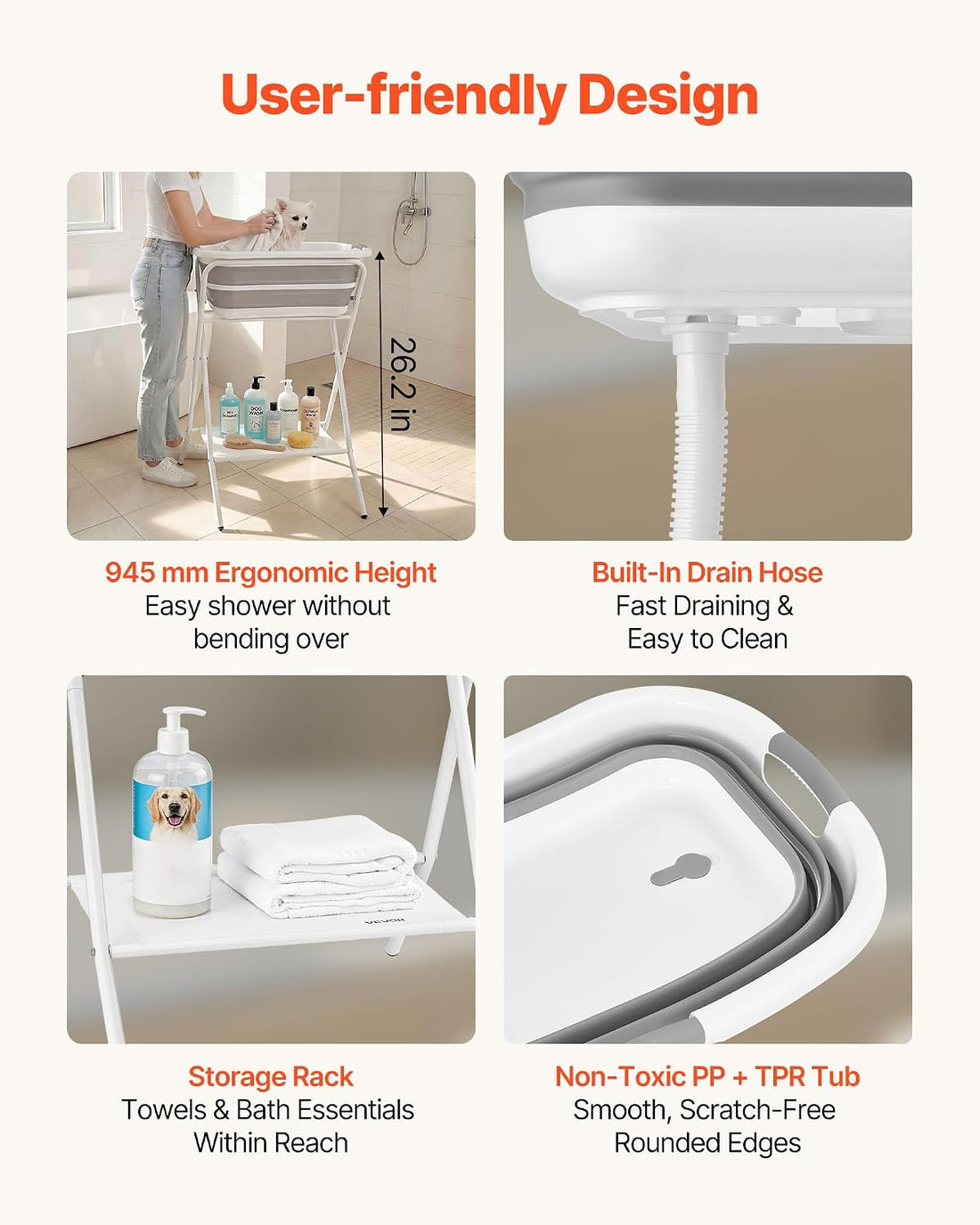 VEVOR Dog Bathtub, Elevated Dog Bath Tub