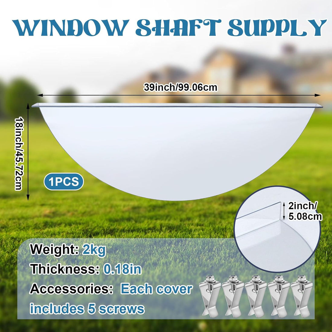 Vercraft 39"L x 16"W Outside Window Well Covers with Mounting Clip
