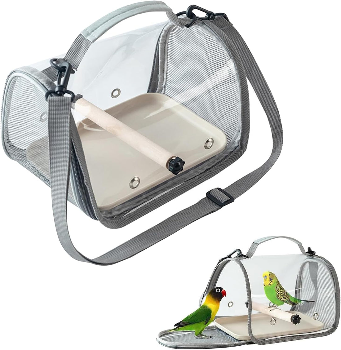 Hands Free Small Pet Cage with Breathable Mesh Windows Parrot Backpack