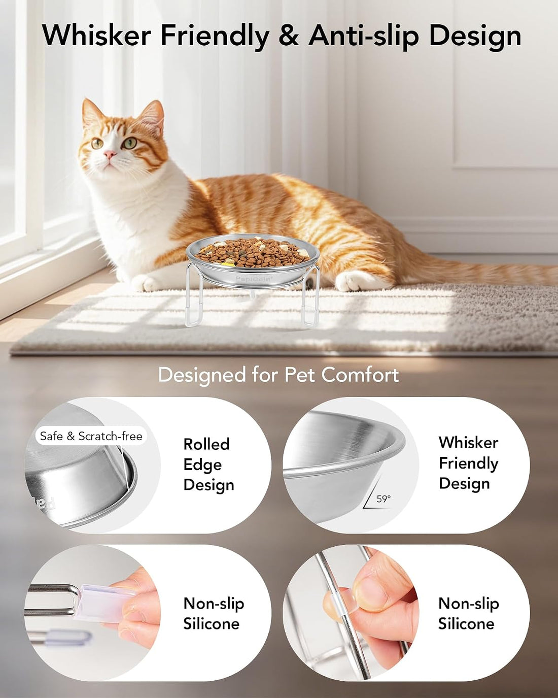 Elevated cat Bowl 2PC, 6.3" Wide Raised Cat Bowl