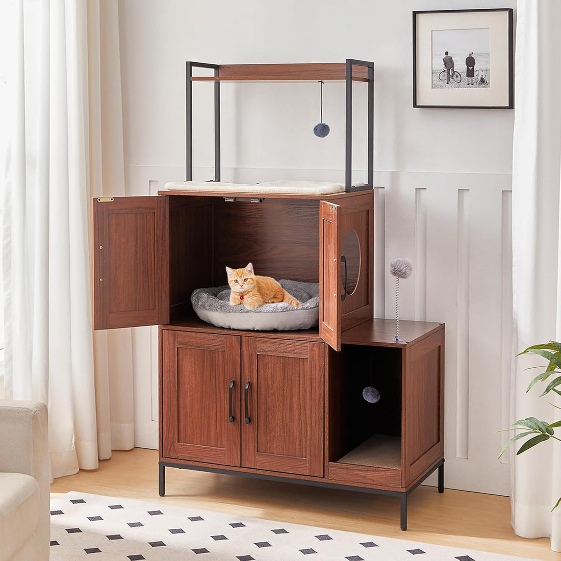 HOOBRO Litter Box Enclosure, Litter Box Furniture with Storage