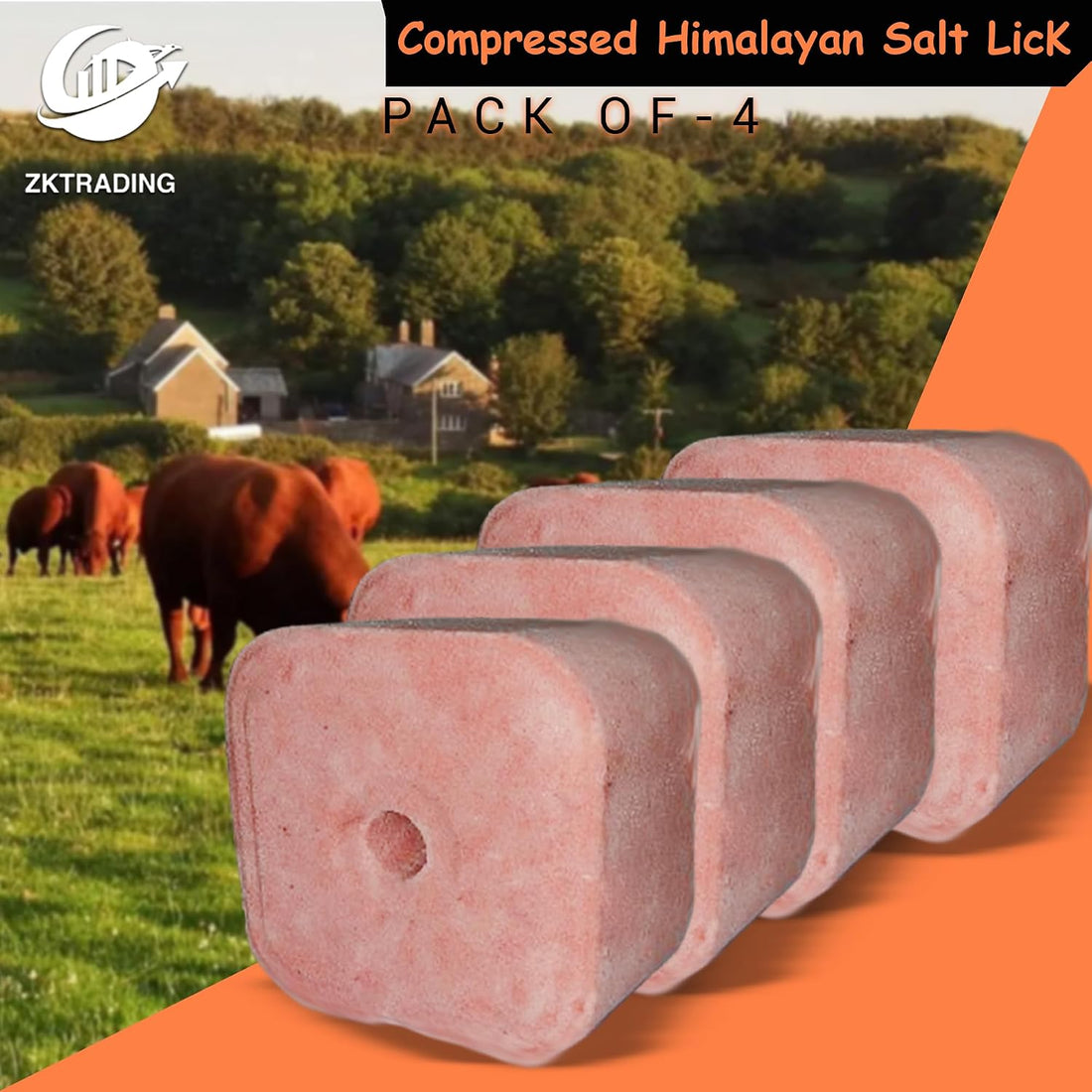 Pack of 4 Compressed 7-8 Lbs Himalayan Salt Licks for Horse Deer
