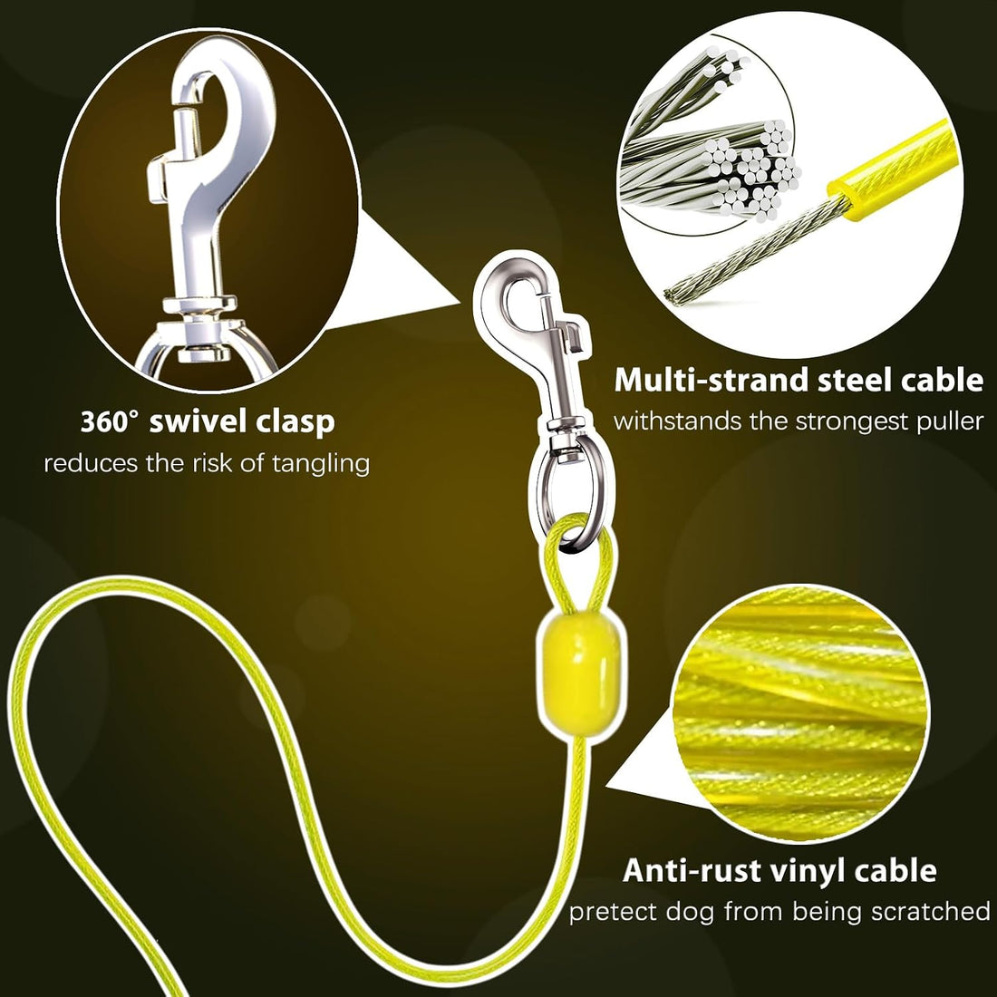 30FT Wall Mount Retractable Dog Tie Out Cable