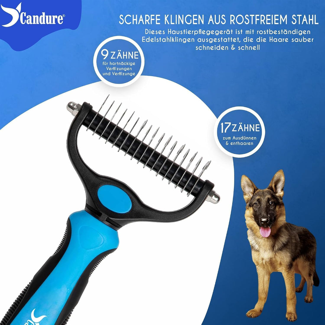 Candure Dog Brush for Shedding & Effective Hair Removal