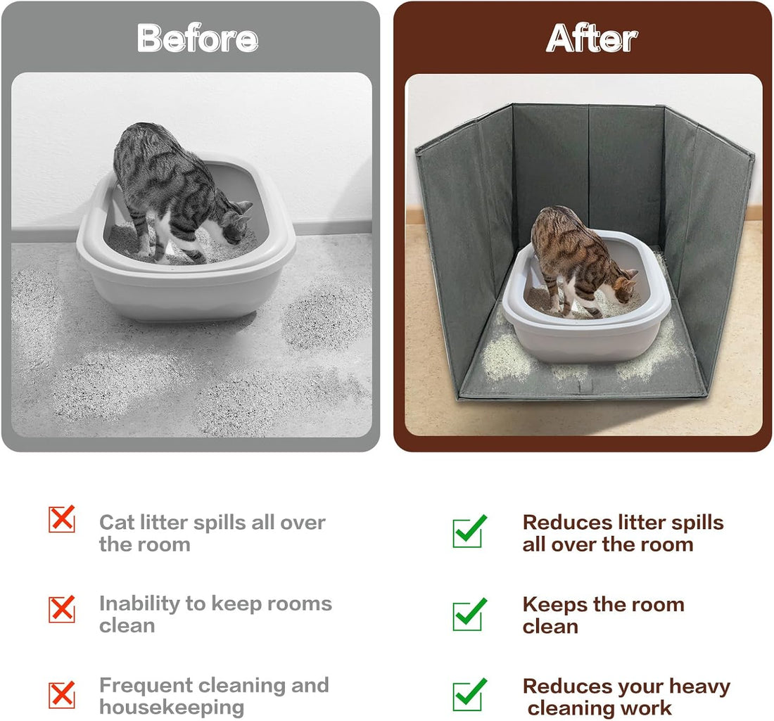Cat Litter Box Enclosure Splash Guard Large Foldable Removable Mat