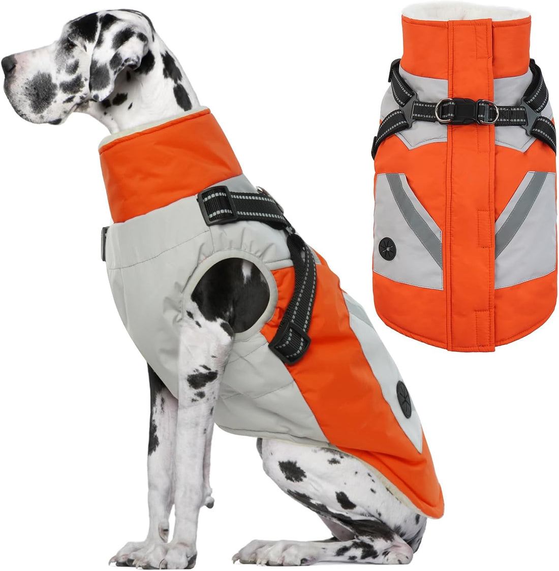 Dog Winter Coat Waterproof - Orange,Medium