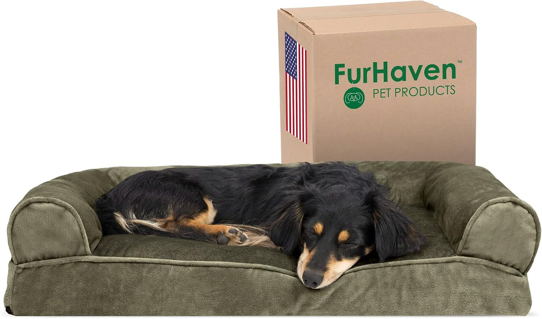 Furhaven Pillow Dog Bed for Large/Medium Dogs w/ Removable Bolsters