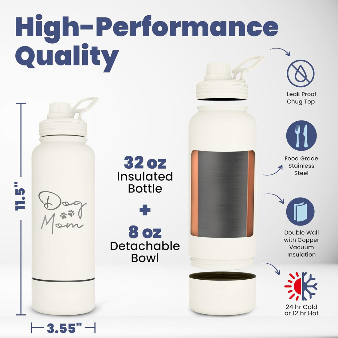 Dog Travel Bag (Beige) & Dog Mom Water Bottle (Cream) Bundle